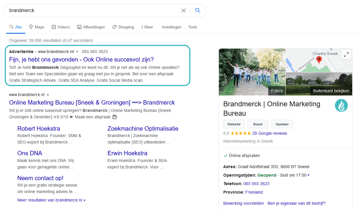 bedrijfsnaam adverteren