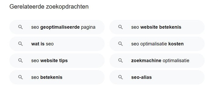 gerelateerde zoekopdrachten
