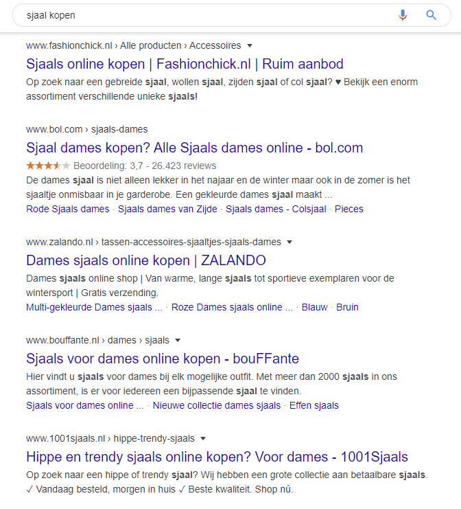 google zoekresultaten