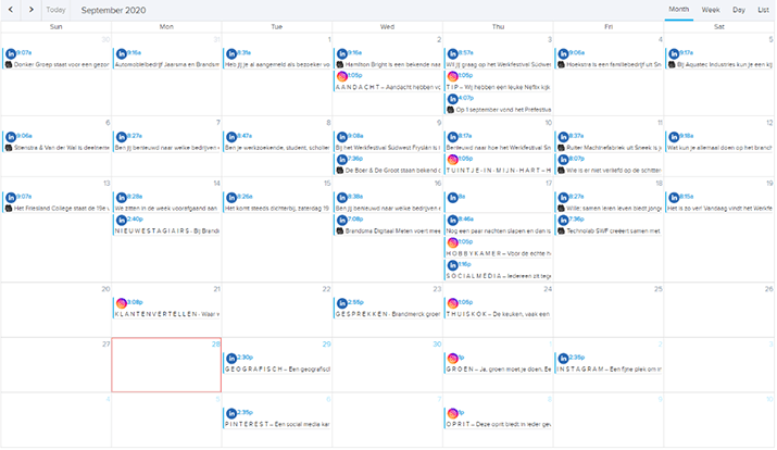 voorbeeld contentkalender