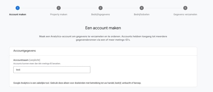 Google Analytics 4 account aanmaken